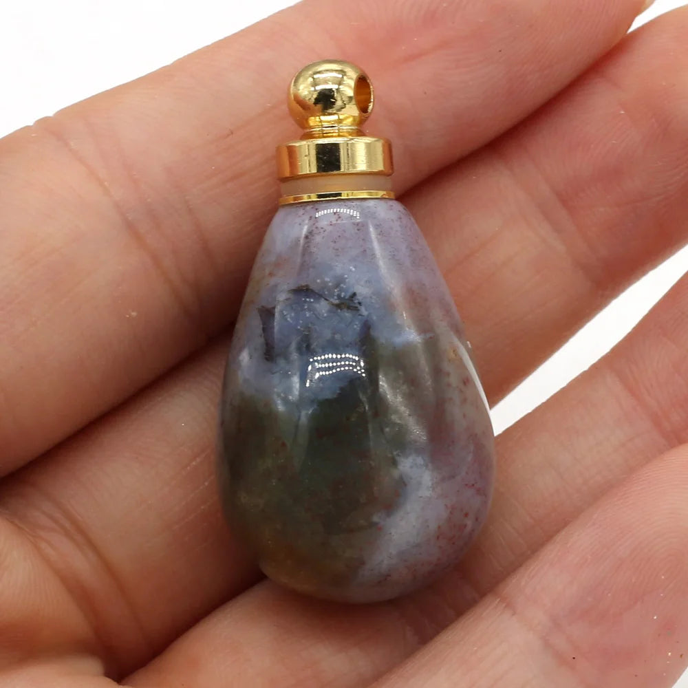 Natural Gemstone Essential Oil Diffuser Pendant – Crystal Agate Perfume Bottle Charms - Image 13