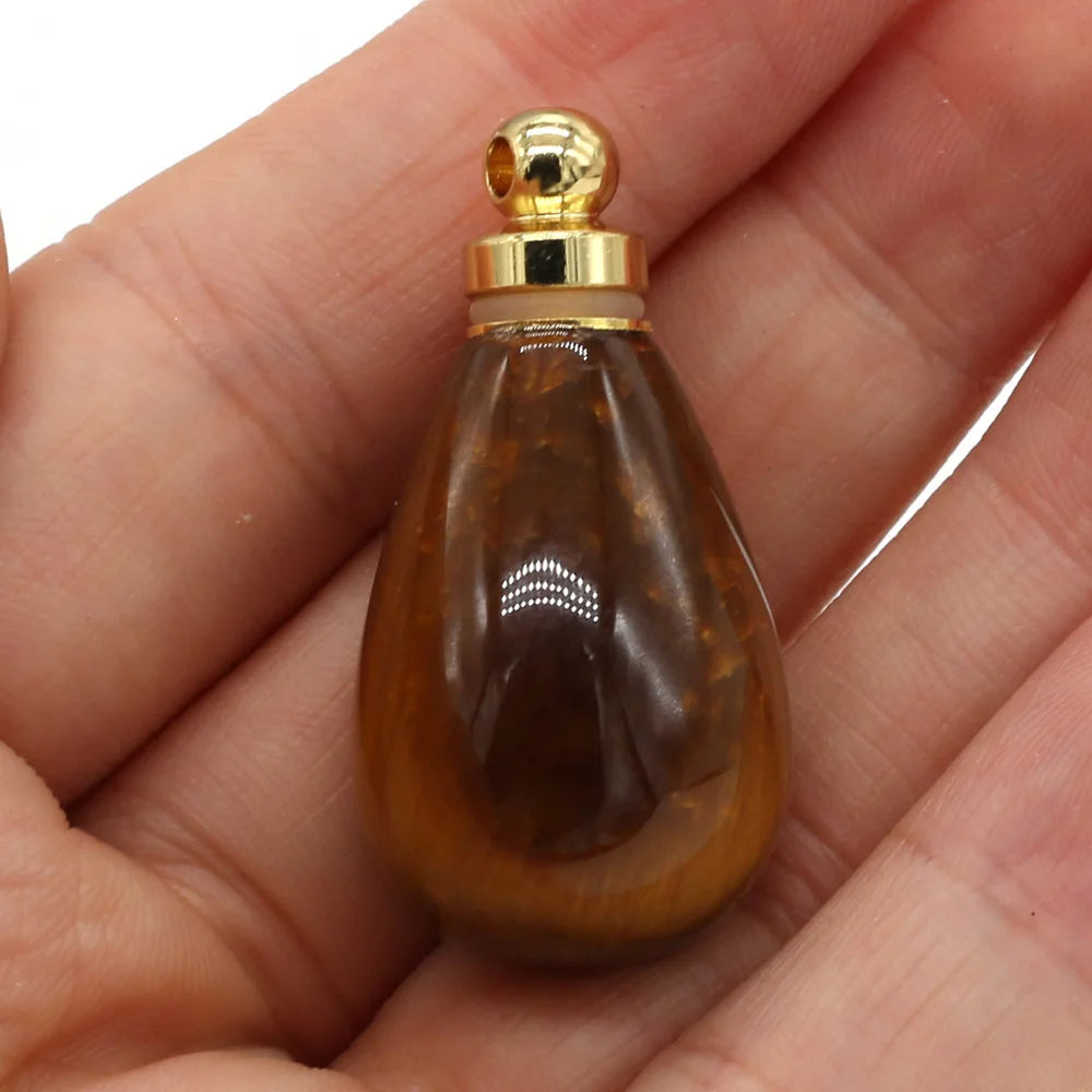 Natural Gemstone Essential Oil Diffuser Pendant – Crystal Agate Perfume Bottle Charms - Image 12
