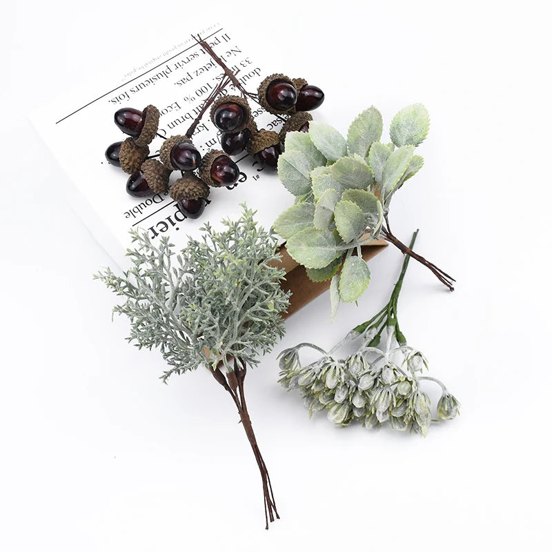 6Pcs Artificial Decorative Flowers – DIY Wreath & Gift Box Embellishments for Christmas, Home & Wedding Decor - Image 4