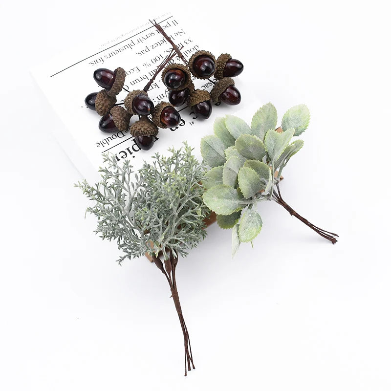 6Pcs Artificial Decorative Flowers – DIY Wreath & Gift Box Embellishments for Christmas, Home & Wedding Decor - Image 3