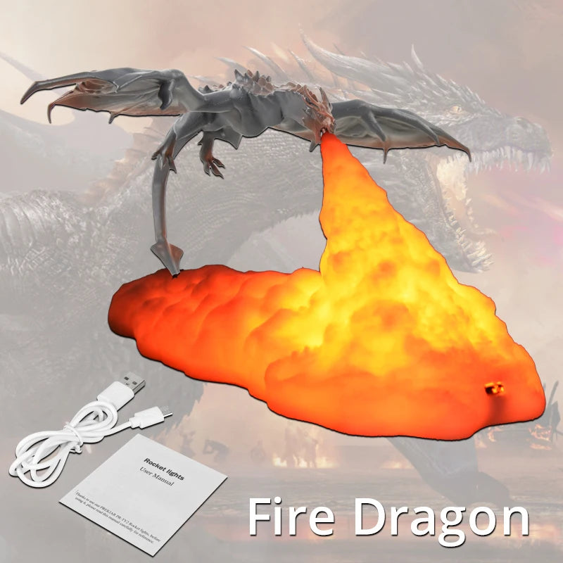 3D Fire & Ice Dragon LED Lamp – Rechargeable Desktop Light for Room Decor & Gifts - Image 8