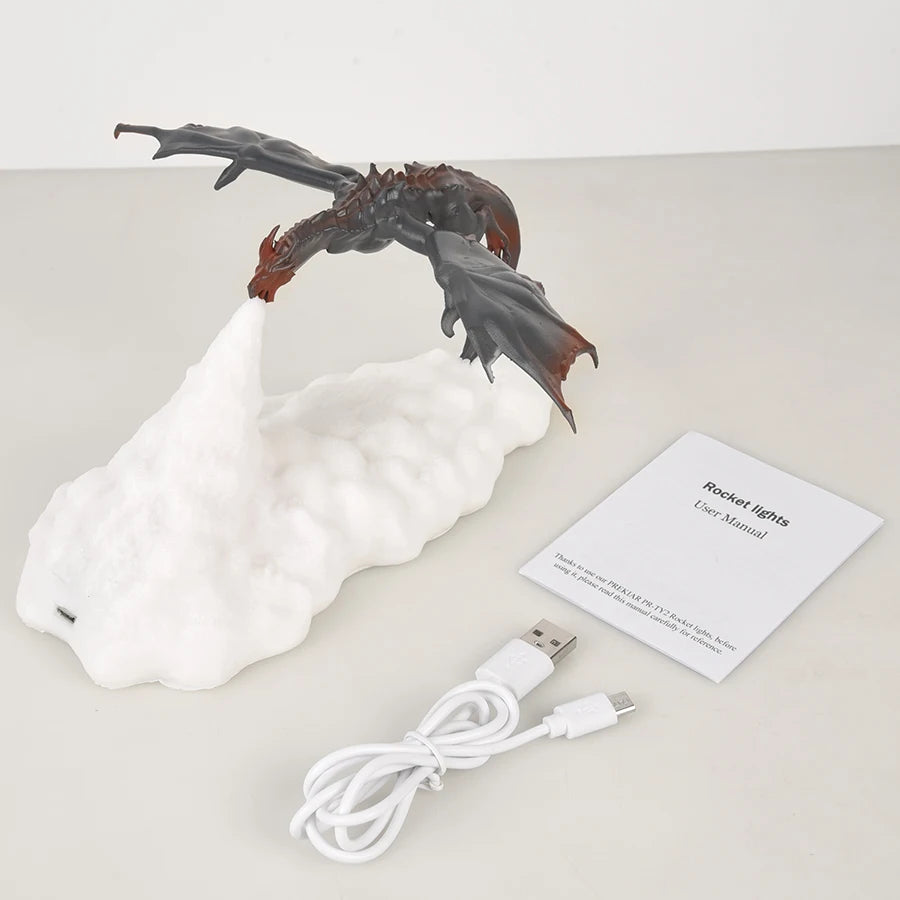 3D Fire & Ice Dragon LED Lamp – Rechargeable Desktop Light for Room Decor & Gifts - Image 3