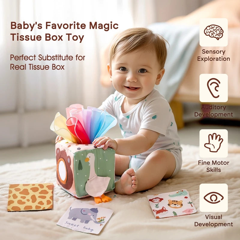 Baby Montessori Magic Tissue Box - Early Learning Sensory Toy - Image 4