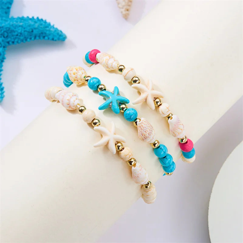 Bohemian Starfish & Conch Shell Beads Bracelet – Adjustable Summer Beach Jewelry for Women & Girls - Image 5