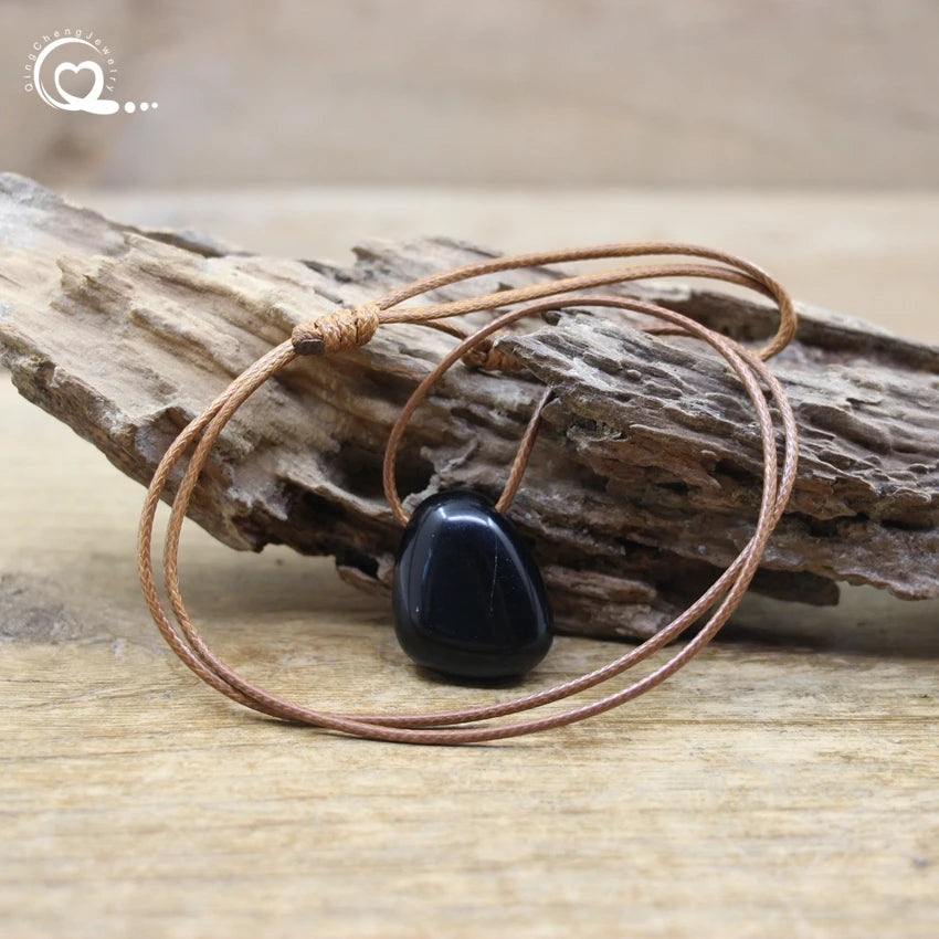 Natural Stone Nugget Pendant Necklace – Healing Crystal Charm Jewelry (Lapis, Amethyst, Tiger Eye, Rose Quartz & More) - Image 12