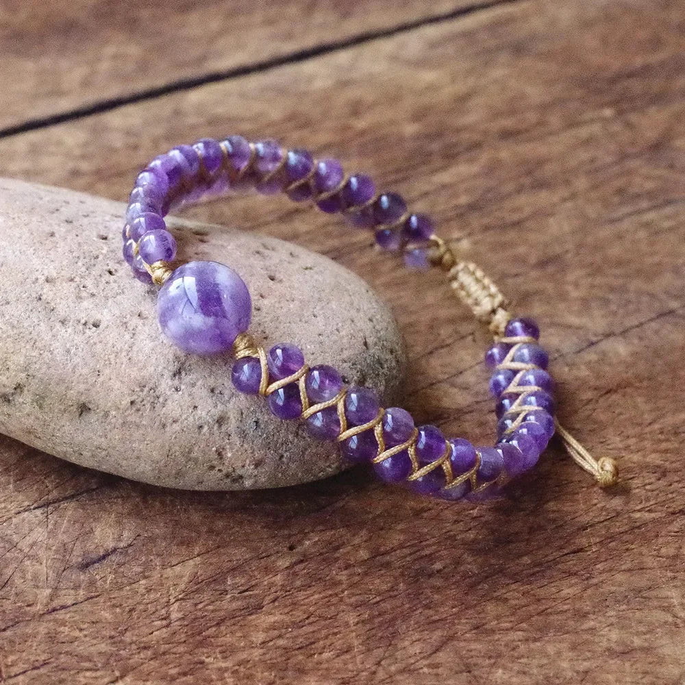 Natural Stone Braided Yoga Bracelet – Handmade Boho Charm Wrap Bracelet for Women - Image 5
