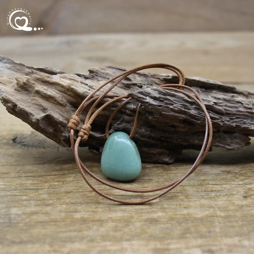 Natural Stone Nugget Pendant Necklace – Healing Crystal Charm Jewelry (Lapis, Amethyst, Tiger Eye, Rose Quartz & More) - Image 4