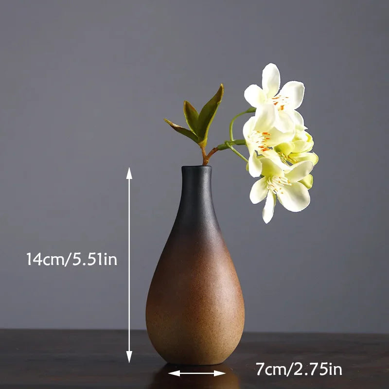 Chinese Retro Zen Ceramic Vase – Small Tabletop Flower Holder for Hydroponic & Minimalist Decor - Image 10