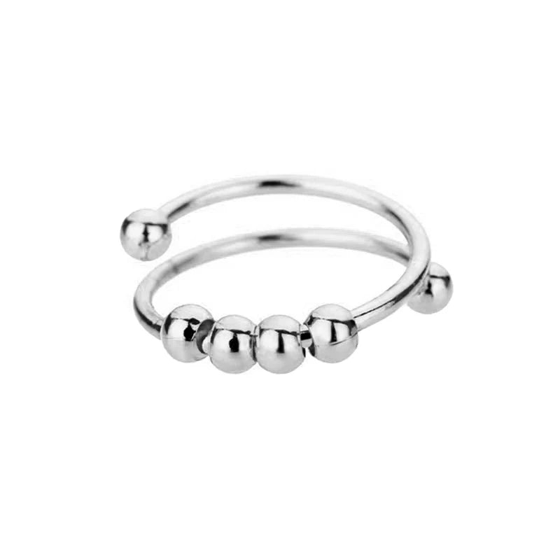 Fashion Anxiety Fidget Rings – Adjustable Stainless Steel Rotatable Bead Rings for Women - Image 19