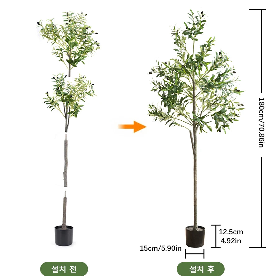 Artificial Olive Tree with Pot – 4/5/6FT Tall Faux Plant with Fruit for Room & Holiday Decor - Image 9