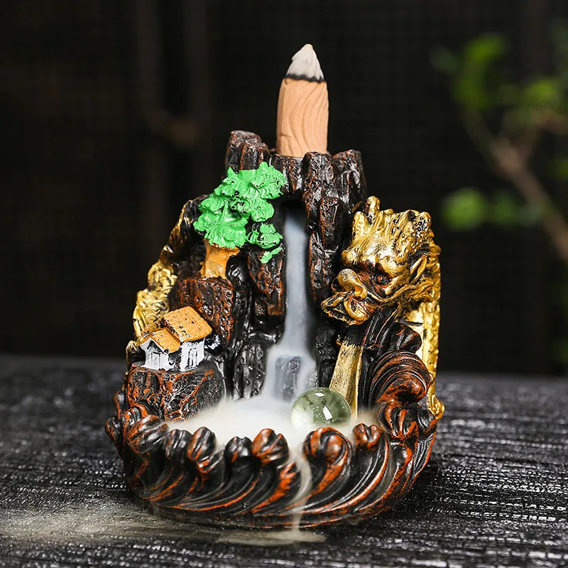 High Mountain Flowing Water Reflux Incense Burner – Bergamot Dragon Indoor Aroma Diffuser & Decorative Craft - Image 6