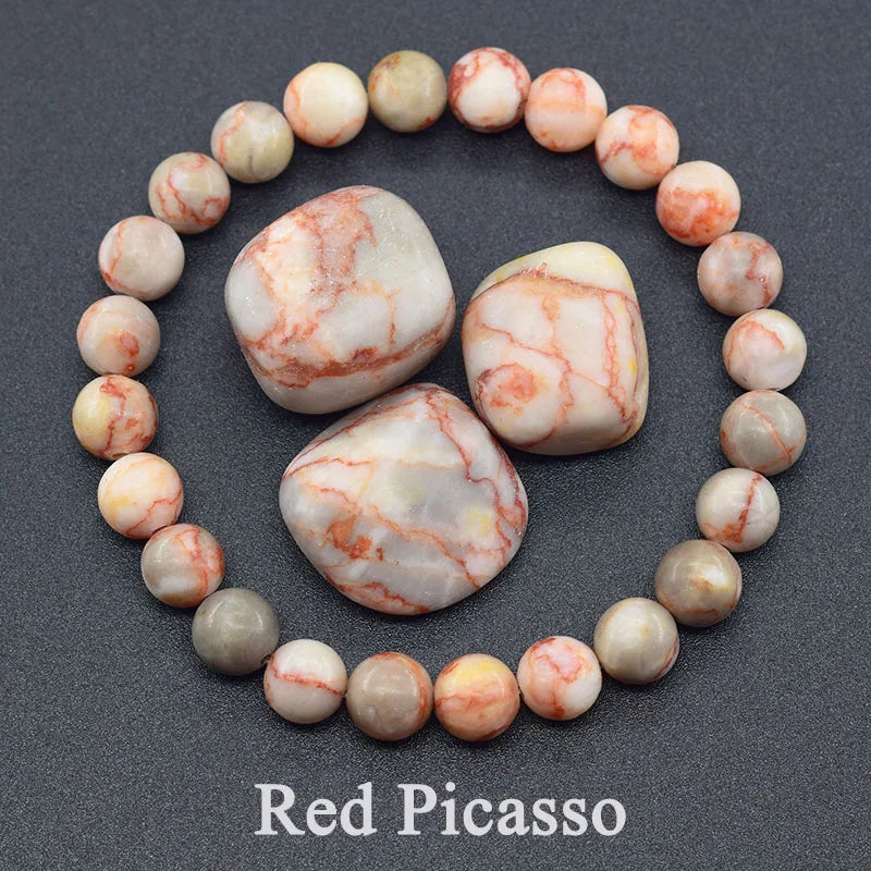 Natural Red Stripe Agate & Carnelian Bead Bracelet – Healing Crystal Jewelry for Men & Women - Image 30