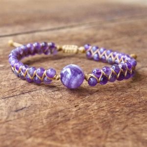Natural Stone Braided Yoga Bracelet – Handmade Boho Charm Wrap Bracelet for Women