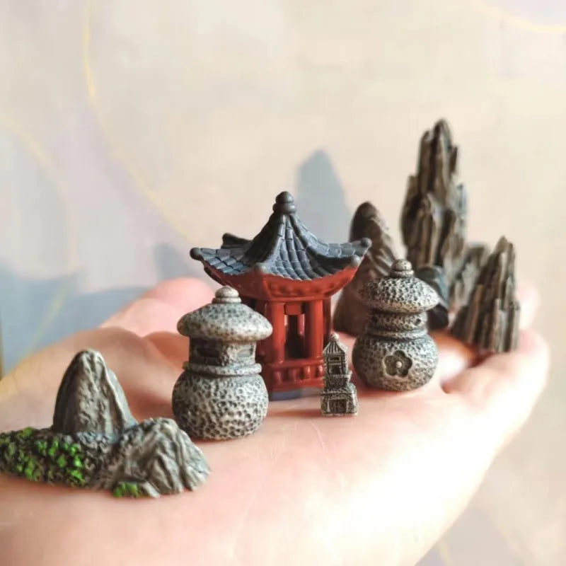 8pcs Mixed Japanese Courtyard Bridge Miniatures – Fairy Garden & Bonsai Decor Figurines for DIY Crafts - Image 6