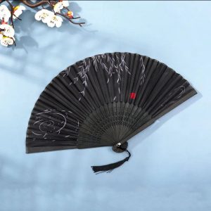 Bamboo Folding Fan Silk Chinese Fan Hand Women