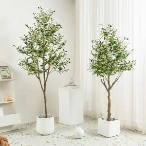 Artificial Olive Tree with Pot – 4/5/6FT Tall Faux Plant with Fruit for Room & Holiday Decor