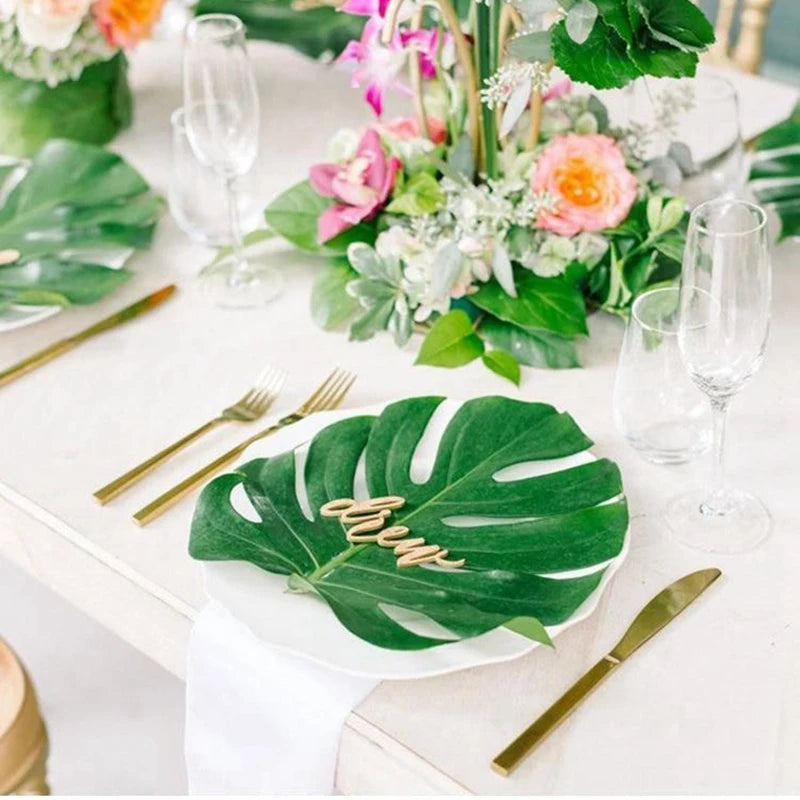 12pcs Artificial Tropical Palm Leaves – Hawaiian Luau & Jungle Party Table Decor - Image 5