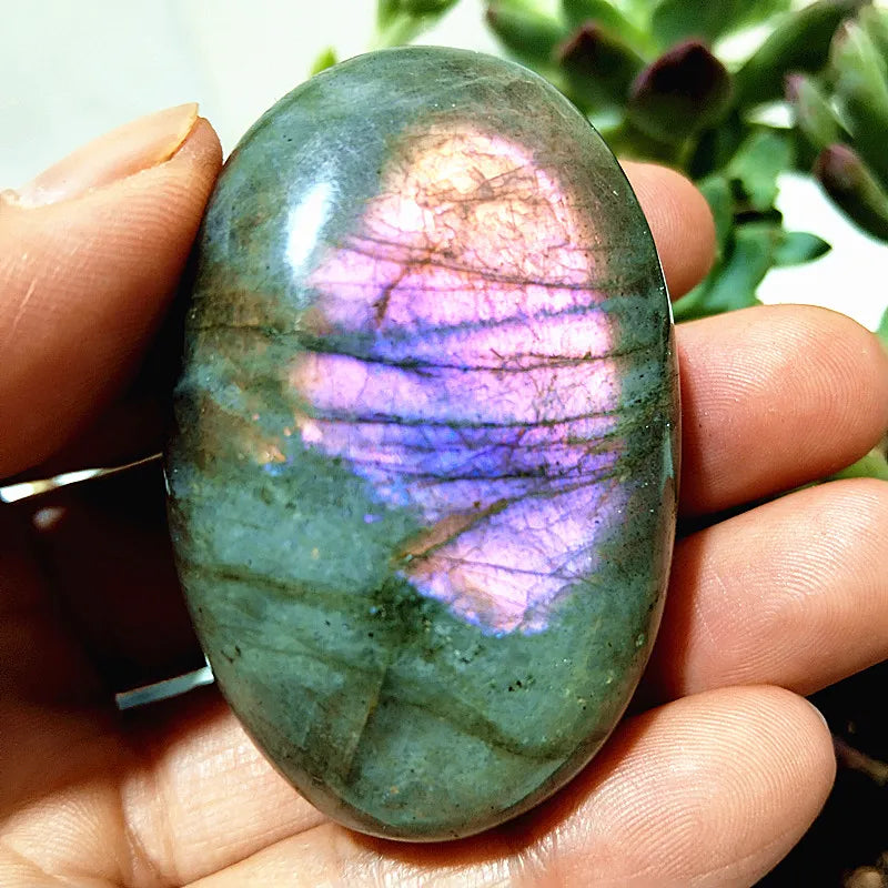 Natural Purple & Yellow Labradorite Crystal Palm Stone – Chakra Healing Gemstone for Meditation & Decor - Image 20