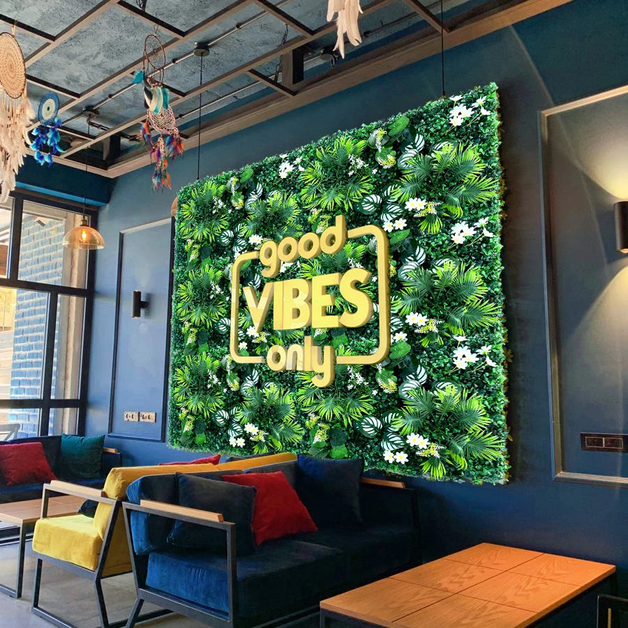 60x40cm Artificial Plant Green Wall Panel – Jungle-Style Faux Lawn for Home & Garden Decor - Image 3