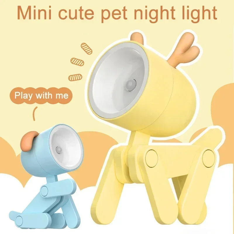 Mini LED Night Light – Foldable Dog & Deer Desk Lamp for Kids' Room & Holiday Decor - Image 4