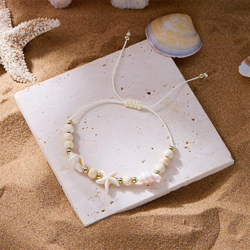 Bohemian Starfish & Conch Shell Beads Bracelet – Adjustable Summer Beach Jewelry for Women & Girls - Image 6