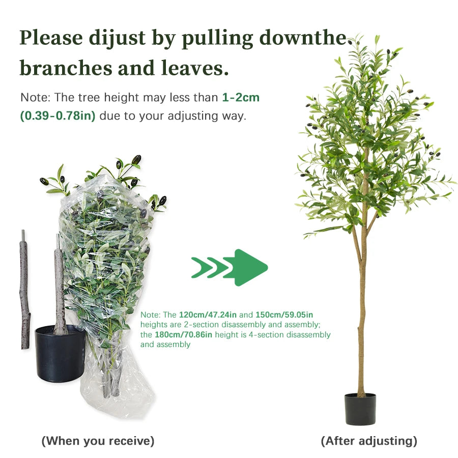 Artificial Olive Tree with Pot – 4/5/6FT Tall Faux Plant with Fruit for Room & Holiday Decor - Image 5
