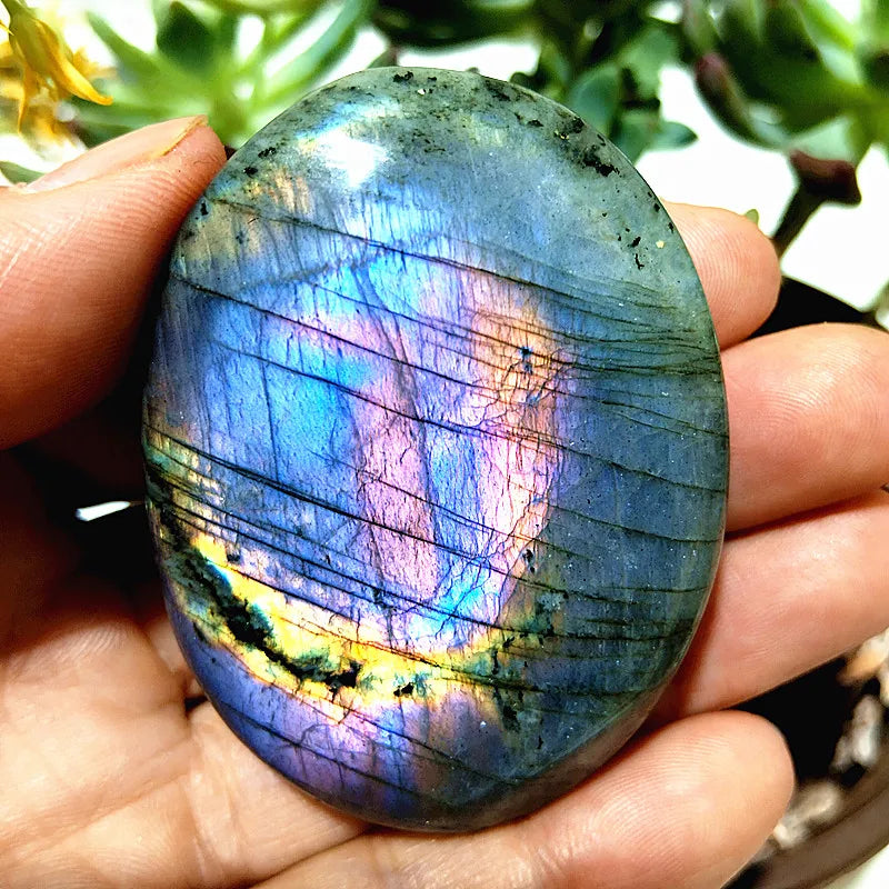 Natural Purple & Yellow Labradorite Crystal Palm Stone – Chakra Healing Gemstone for Meditation & Decor - Image 21