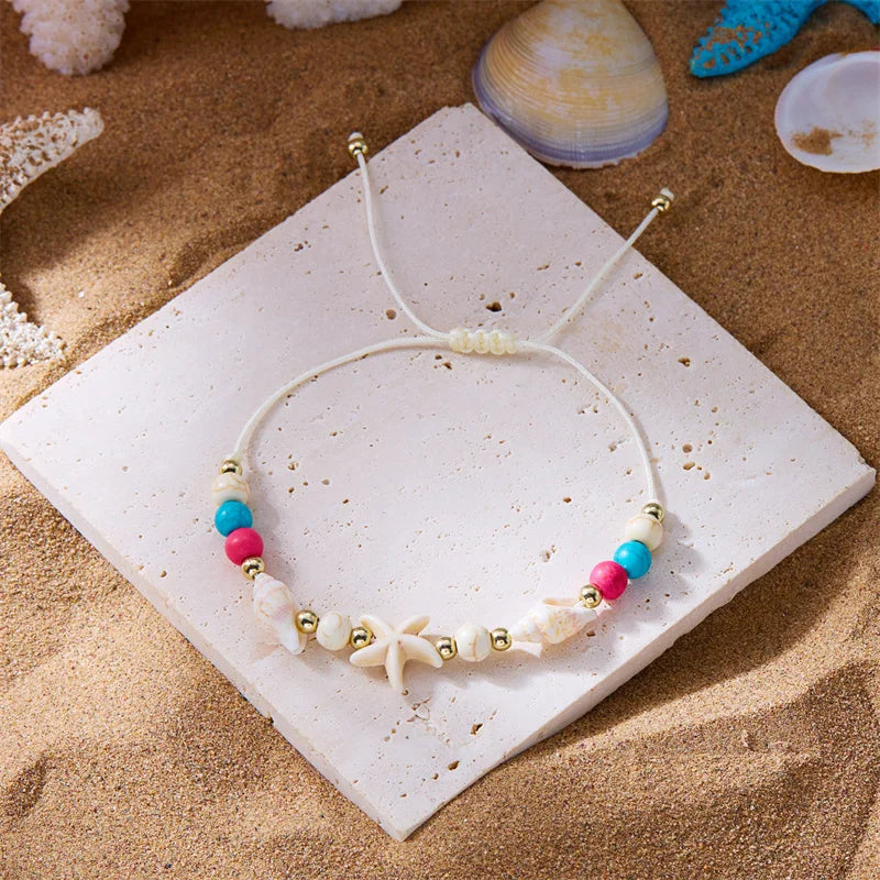 Bohemian Starfish & Conch Shell Beads Bracelet – Adjustable Summer Beach Jewelry for Women & Girls - Image 8