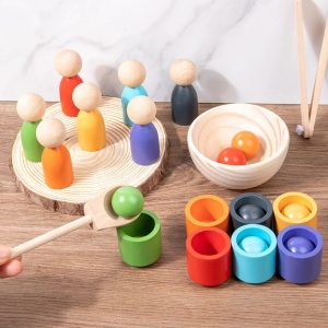 Montessori Wooden Toddler Color Sorter Game Set