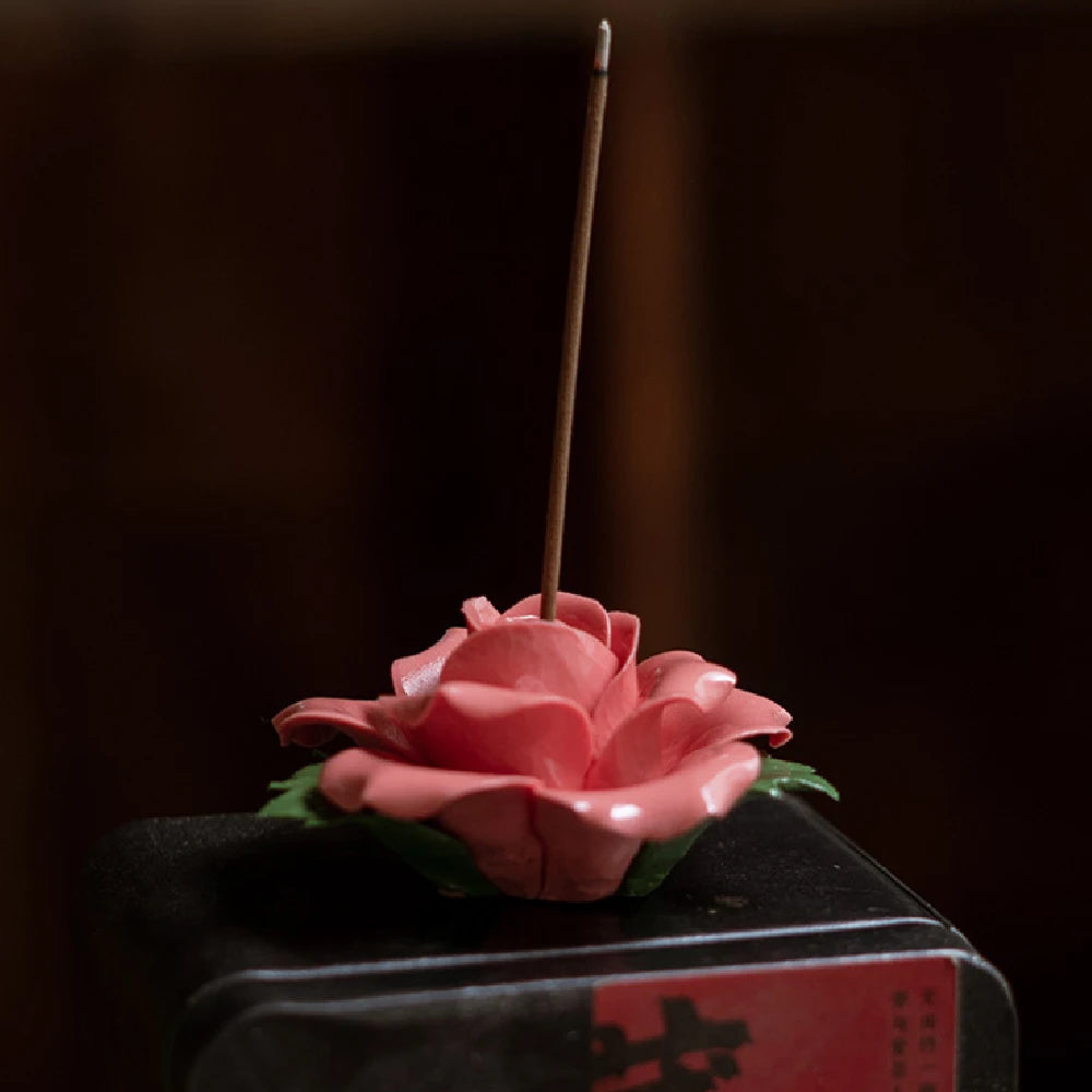 Handmade Ceramic Rose Incense Burner – Rose Fragrance Holder for Home Decor & Valentine’s Day Gift - Image 2