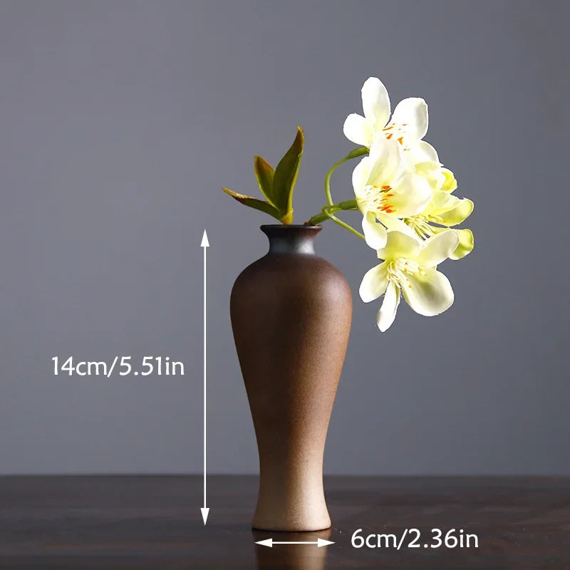 Chinese Retro Zen Ceramic Vase – Small Tabletop Flower Holder for Hydroponic & Minimalist Decor - Image 13